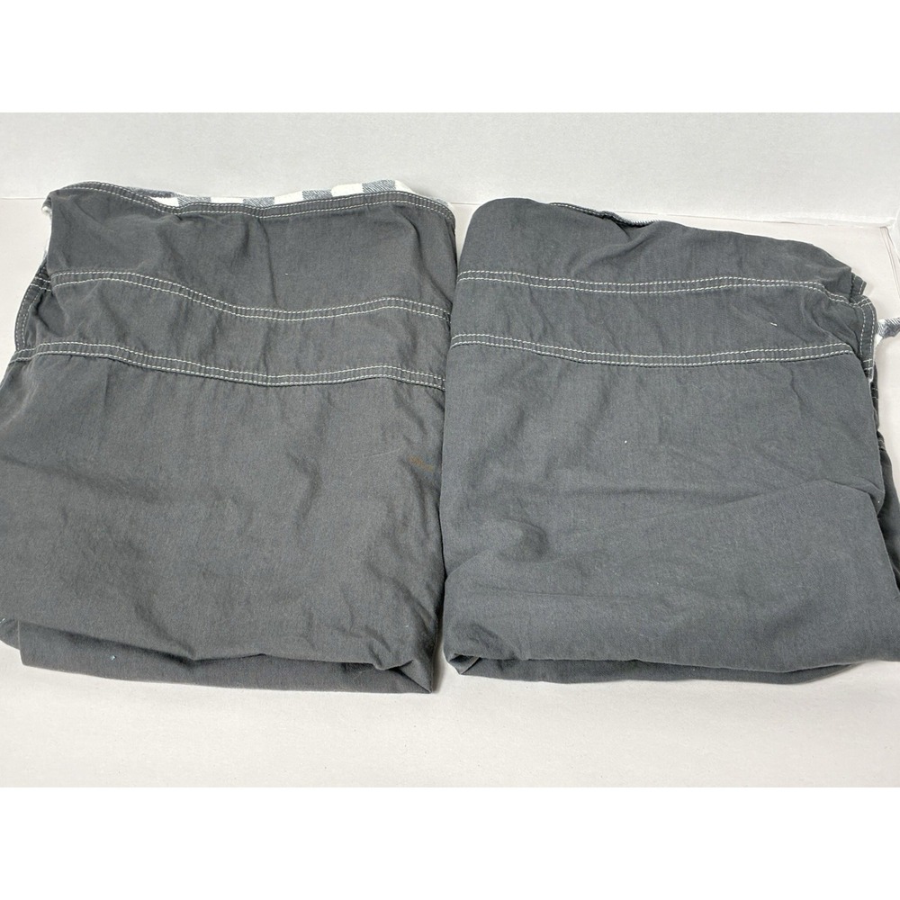 Eddie Bauer Home Lot Of 2 standard‎ size pillow pillowcases Gray Plaid Cotton